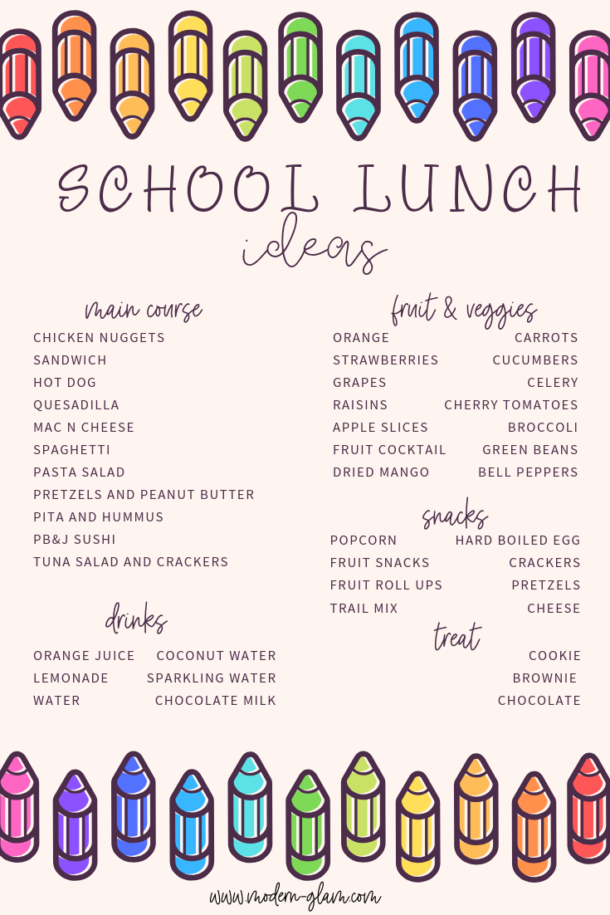 School Lunch Ideas for a Whole Month - Recipes - Modern Glam