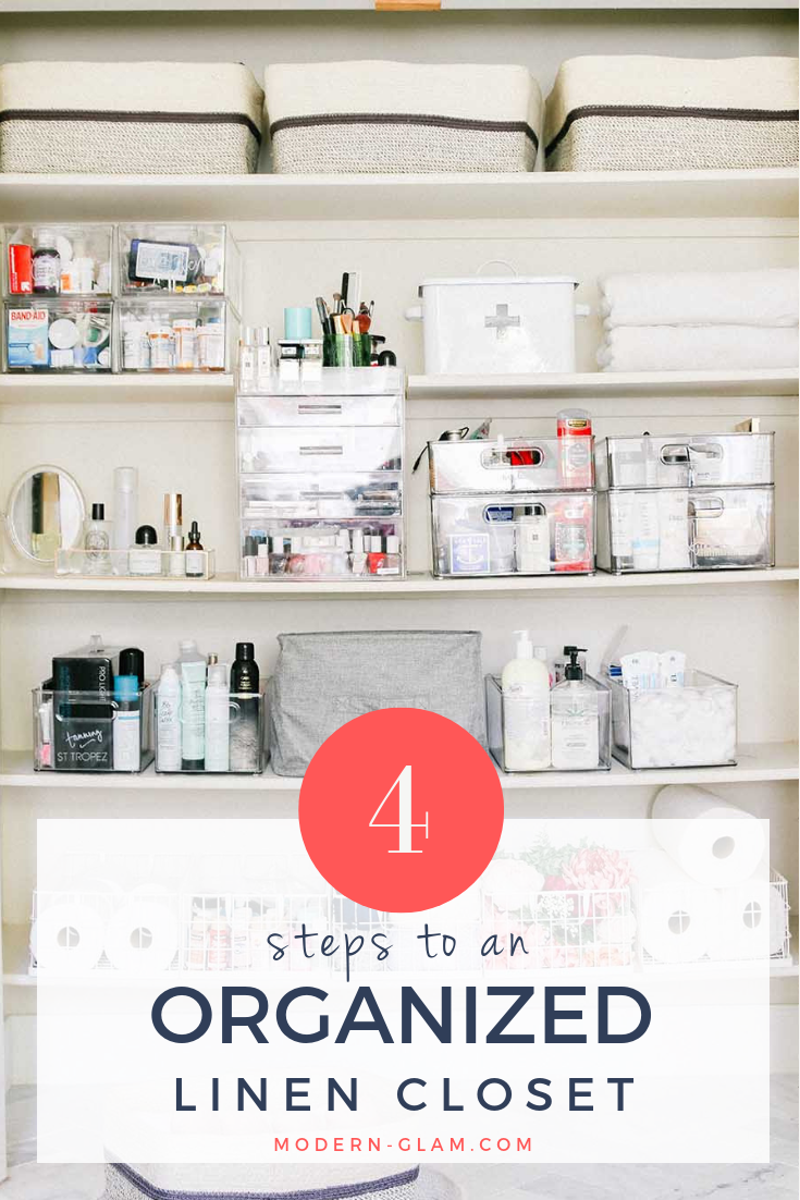 Linen Closet Organization Makeover - Modern Glam