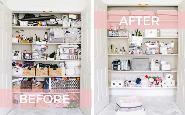 Linen Closet Organization, Before & After