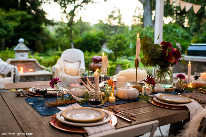 Outdoor Fall Tablescape - An Autumn Harvest Table - Modern Glam