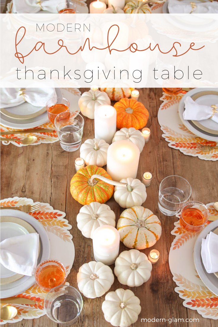 Farmhouse Thanksgiving Table Idea - Modern Glam