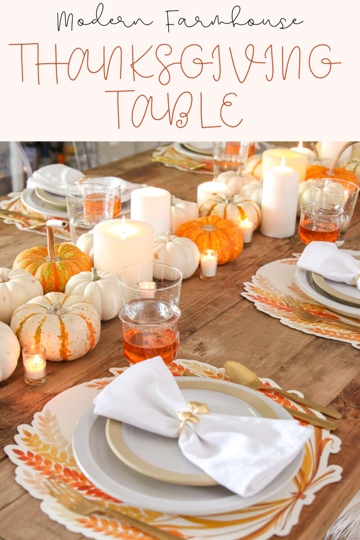 Farmhouse Thanksgiving Table Idea - Modern Glam