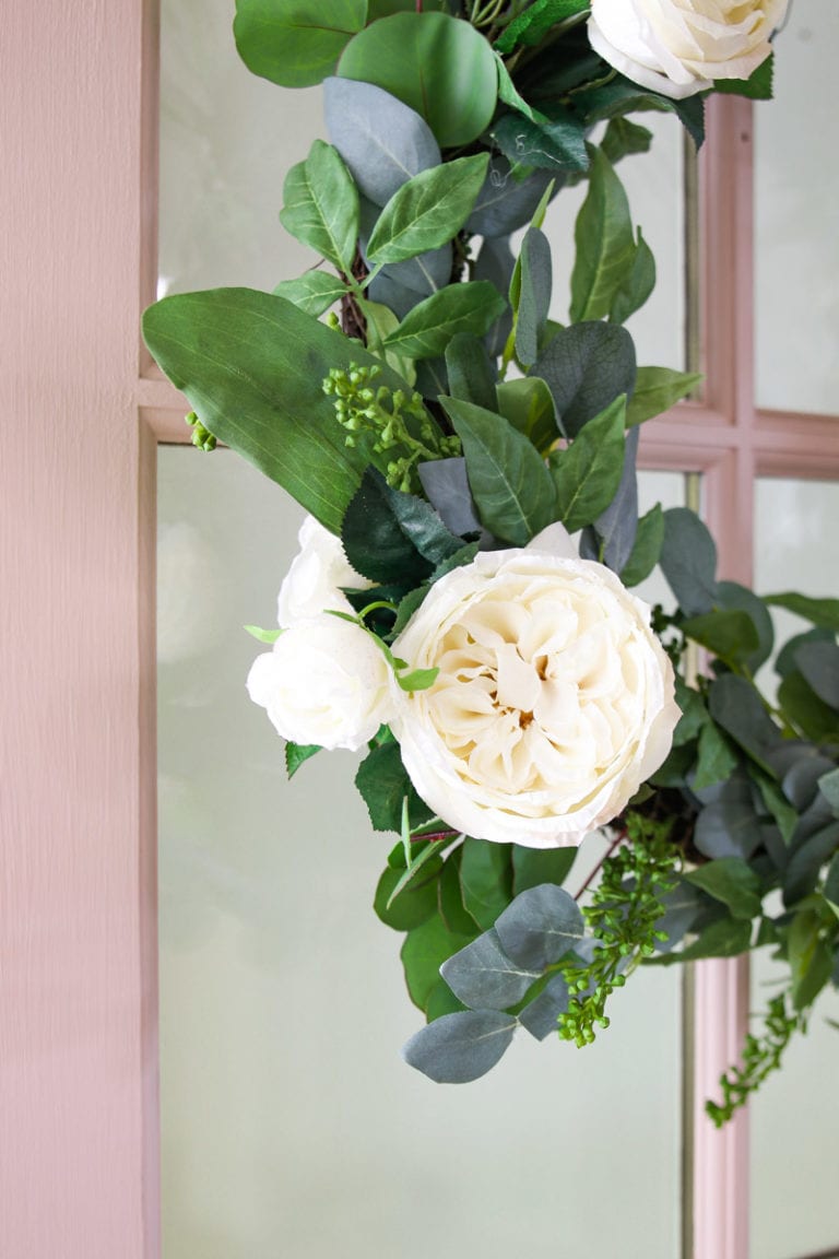 DIY White Rose and Eucalyptus Wreath for Summer - Modern Glam