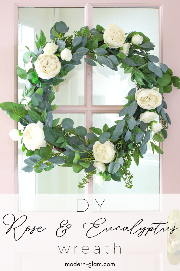 DIY White Rose and Eucalyptus Wreath for Summer - Modern Glam