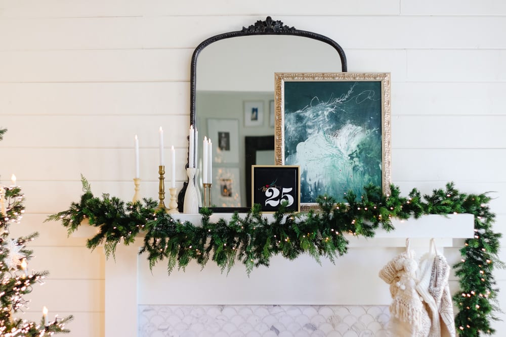 Natural and Cozy Christmas Mantel - Modern Glam - Interiors