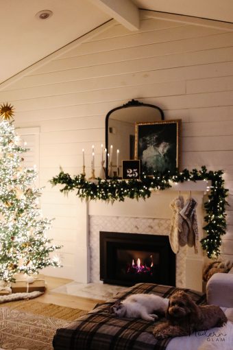 Natural and Cozy Christmas Mantel - Modern Glam - Interiors