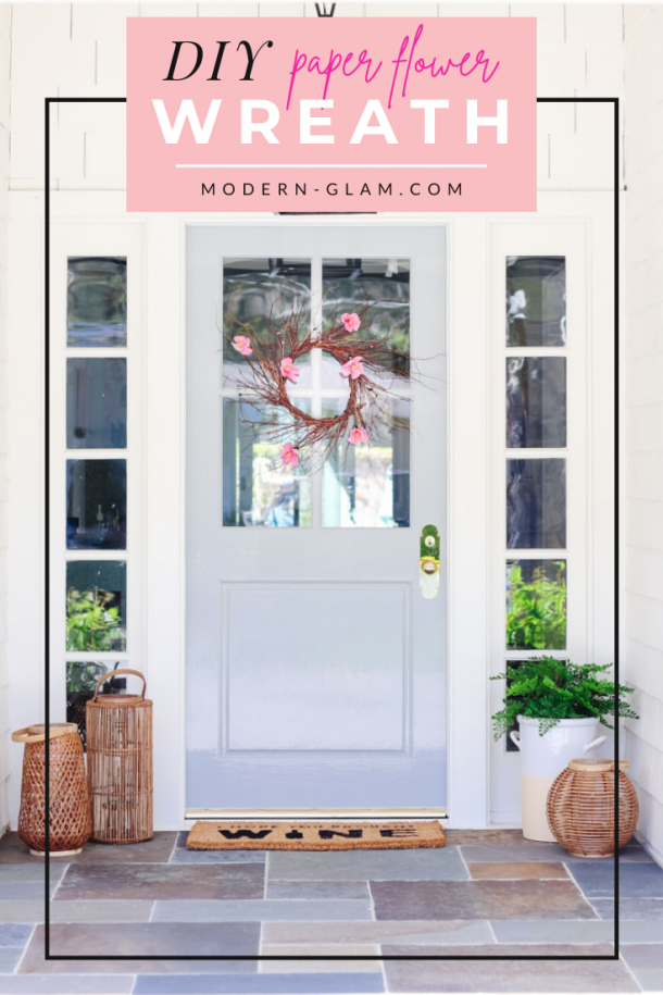 Whimsical DIY Spring Wreath with Paper Flowers - Modern Glam