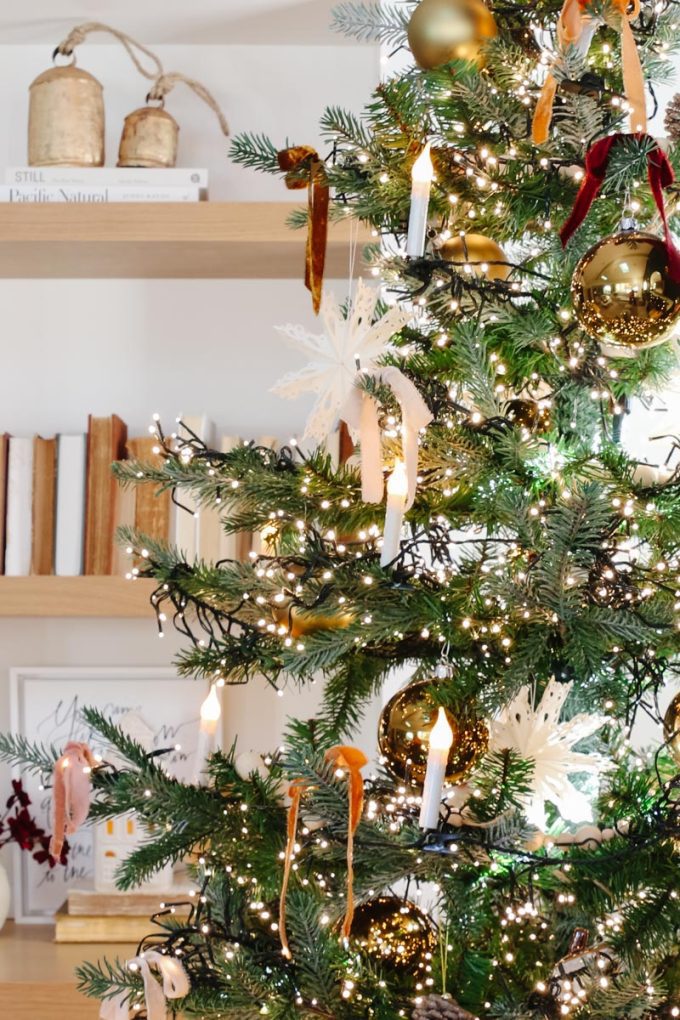 Christmas Tree Decorated With Candle Lights - Modern Glam