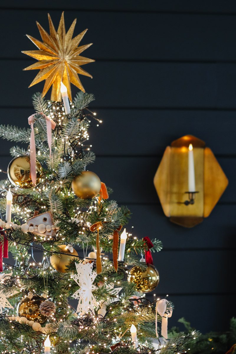 Christmas Tree Decorated With Candle Lights - Modern Glam