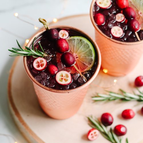 Christmas Cocktail Recipe: Cranberry Whiskey Mules - Modern Glam