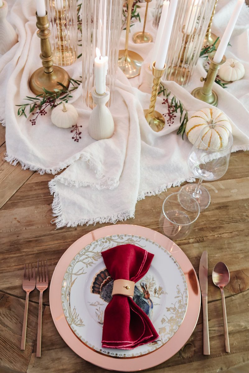 Modern Black + Gold Thanksgiving Tablescape - Blushing Bungalow